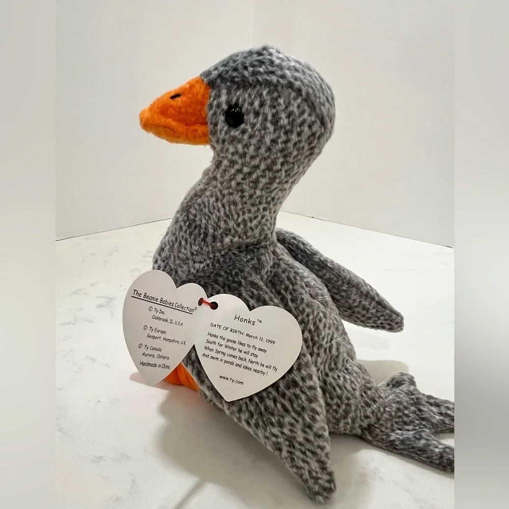 Plush Gray and Orange Bird Toy